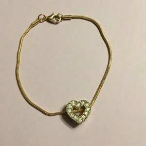 Vintage Gold Bracelet with Heart Charm Valentine’s Day Gift